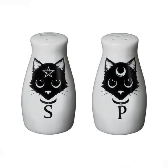 Alchemy Gothic Witchy Kitty Salt & Pepper Shakers New in Box - Picture 1 of 2
